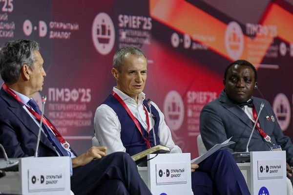 Speakers at the St. Petersburg International Economic Forum 2025 session in Russia