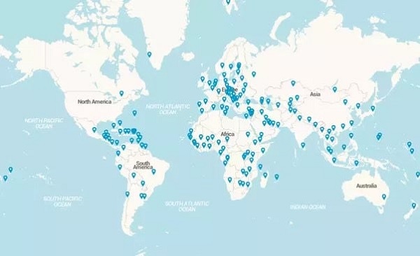 Global locations with United Stated military bases